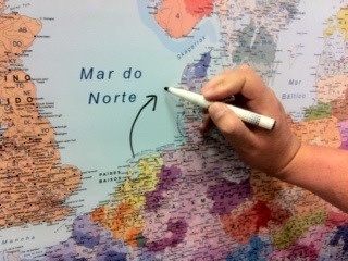 Escritura sobre mapa plastificado Netmaps