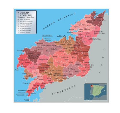 Mapa A Coruna por municipios plastificado