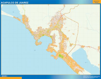 Mapa Acapulco De Juarez en Mexico plastificado