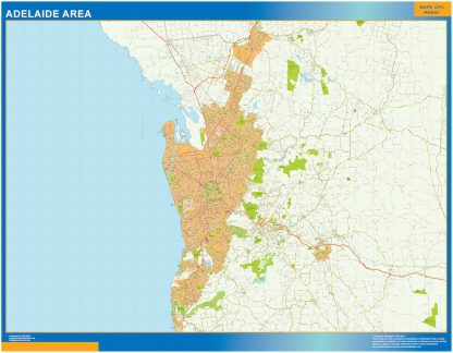 Mapa Adelaide Area Australia plastificado
