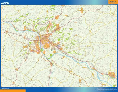 Mapa Agen en Francia plastificado
