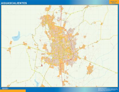 Mapa Aguascalientes en Mexico plastificado