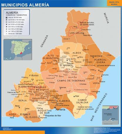 Mapa Almeria por municipios plastificado
