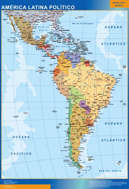 Mapa America Latina político plastificado