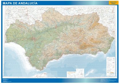 Mapa Andalucia relieve plastificado