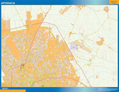Mapa Apodaca en Mexico plastificado