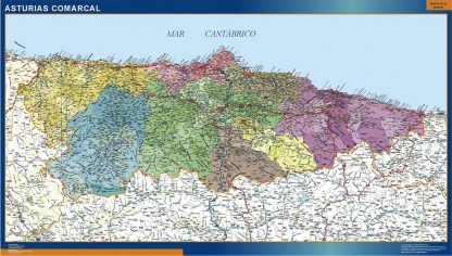 Mapa Asturias comarcal plastificado