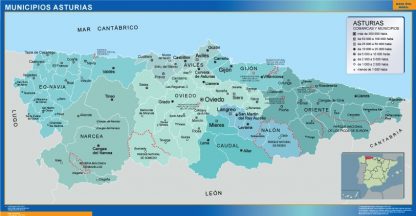 Mapa Asturias por municipios plastificado
