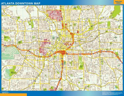Mapa Atlanta downtown plastificado
