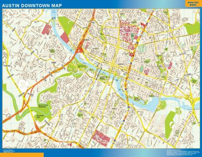Mapa Austin downtown plastificado