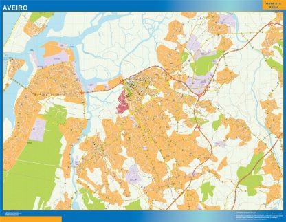 Mapa Aveiro en Portugal plastificado