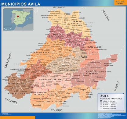 Mapa Avila por municipios plastificado