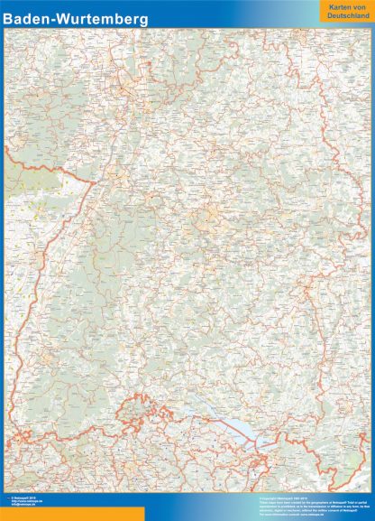 Mapa Baden-Wurtemberg plastificado