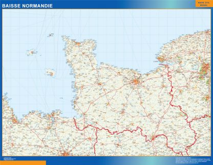 Mapa Baisse Normandie en Francia plastificado