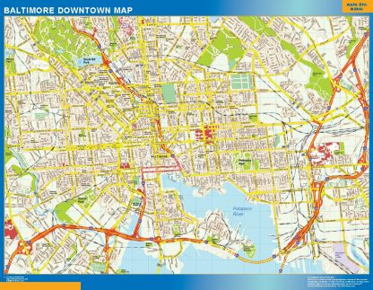 Mapa Baltimore downtown plastificado
