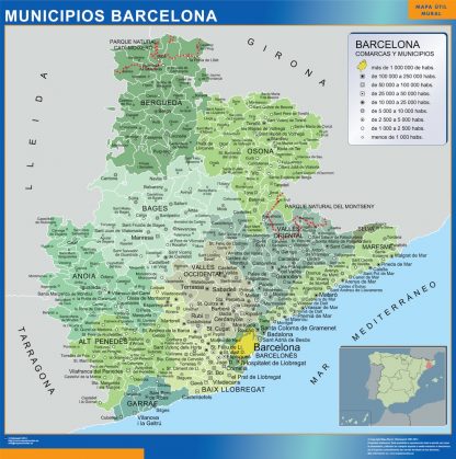 Mapa Barcelona por municipios plastificado