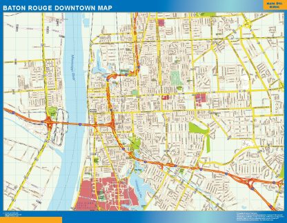 Mapa Baton Rouge downtown plastificado