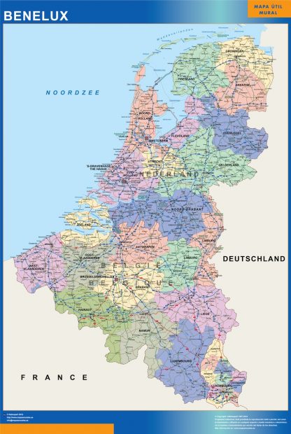 Mapa Benelux plastificado