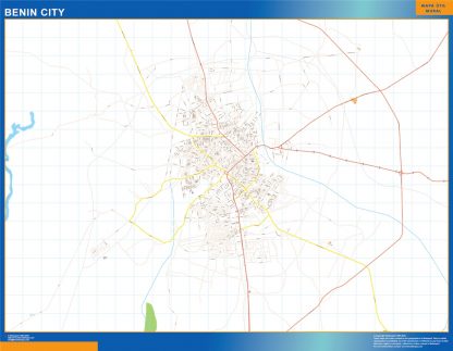 Mapa Benin City en Nigeria plastificado