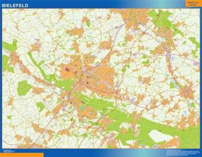 Mapa Bielefeld en Alemania plastificado