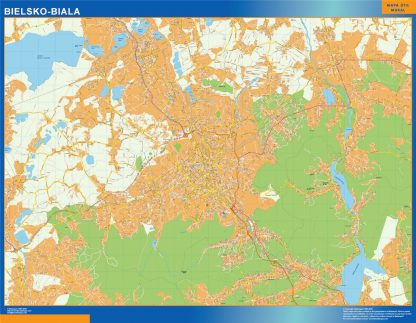 Mapa Bielsko Biala Polonia plastificado