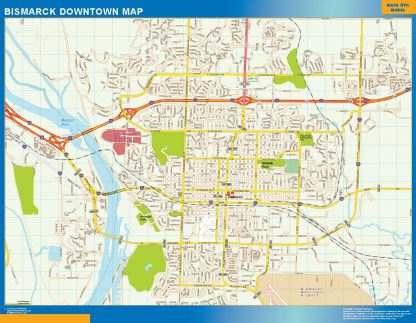 Mapa Bismarck downtown plastificado