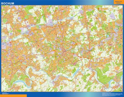 Mapa Bochum en Alemania plastificado