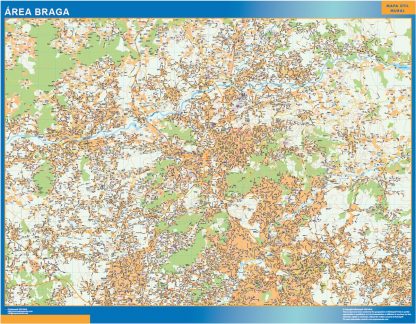 Mapa Braga área plastificado