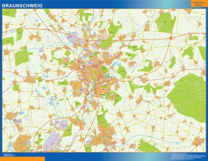 Mapa Braunschweig en Alemania plastificado