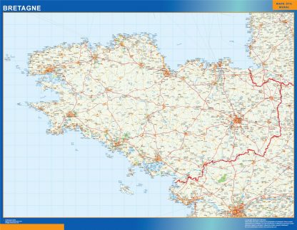 Mapa Bretagne en Francia plastificado