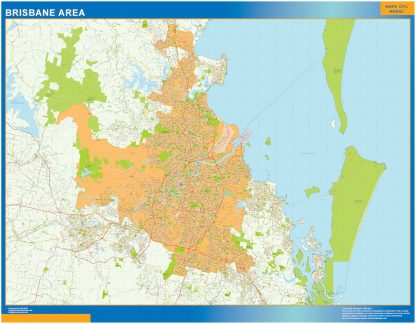 Mapa Brisbane Area Australia plastificado