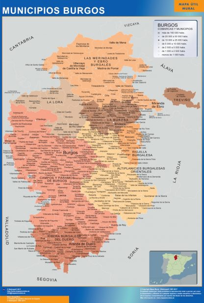 Mapa Burgos por municipios plastificado