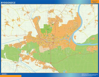 Mapa Bydgoszcz Polonia plastificado