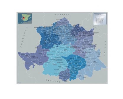 Mapa Caceres por municipios plastificado
