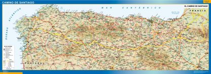 Mapa Camino Santiago plastificado