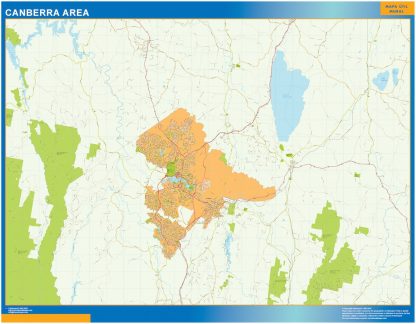 Mapa Canberra Area Australia plastificado