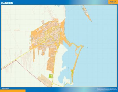 Mapa Cancun en Mexico plastificado