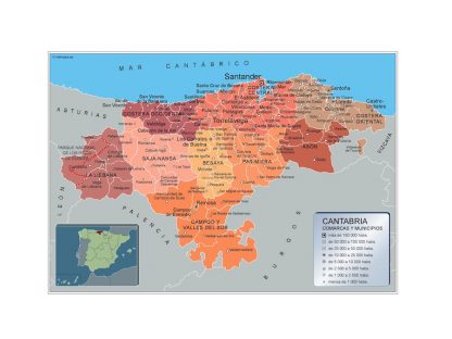 Mapa Cantabria por municipios plastificado