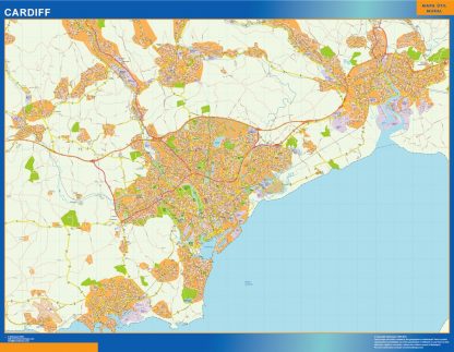 Mapa Cardiff plastificado