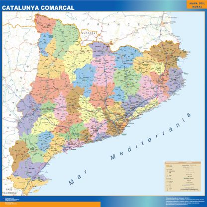Mapa Cataluña comarcal plastificado