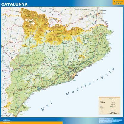 Mapa Cataluña físico plastificado