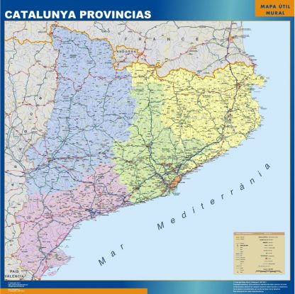 Mapa Cataluña provincias plastificado