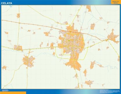 Mapa Celaya en Mexico plastificado