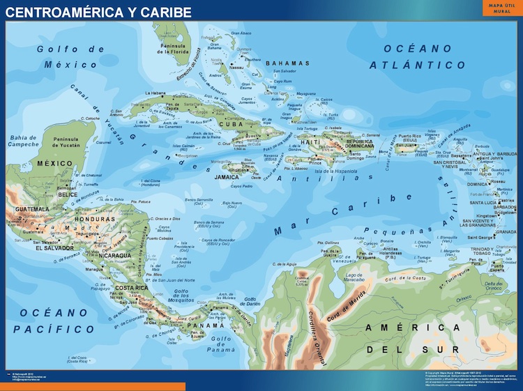 Mapa Centroamerica plastificado | Mapas para Chile de pared murales