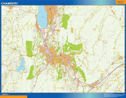 Mapa Chambery en Francia plastificado