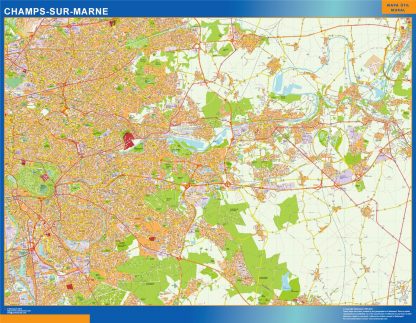 Mapa Champs Sur Marne en Francia plastificado