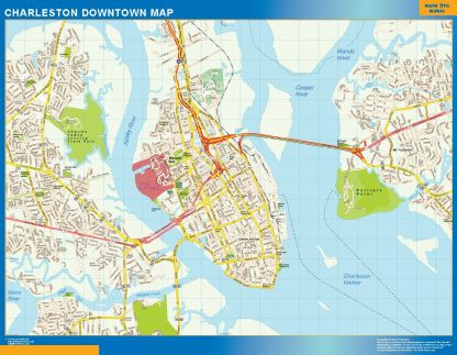 Mapa Charleston downtown plastificado