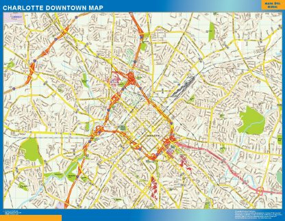 Mapa Charlotte downtown plastificado