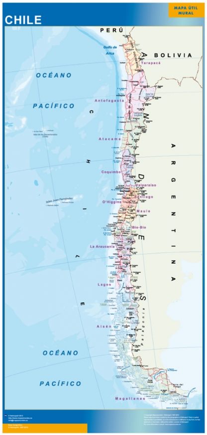Mapa Chile plastificado plastificado