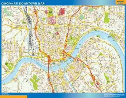 Mapa Cincinnati downtown plastificado